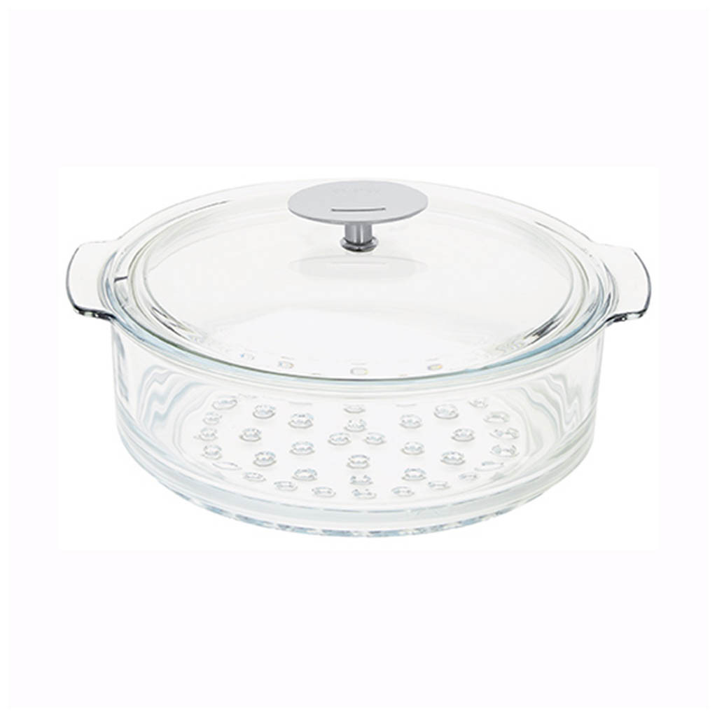 CUIT VAPEUR VERRE 24CM BOUTON INOX