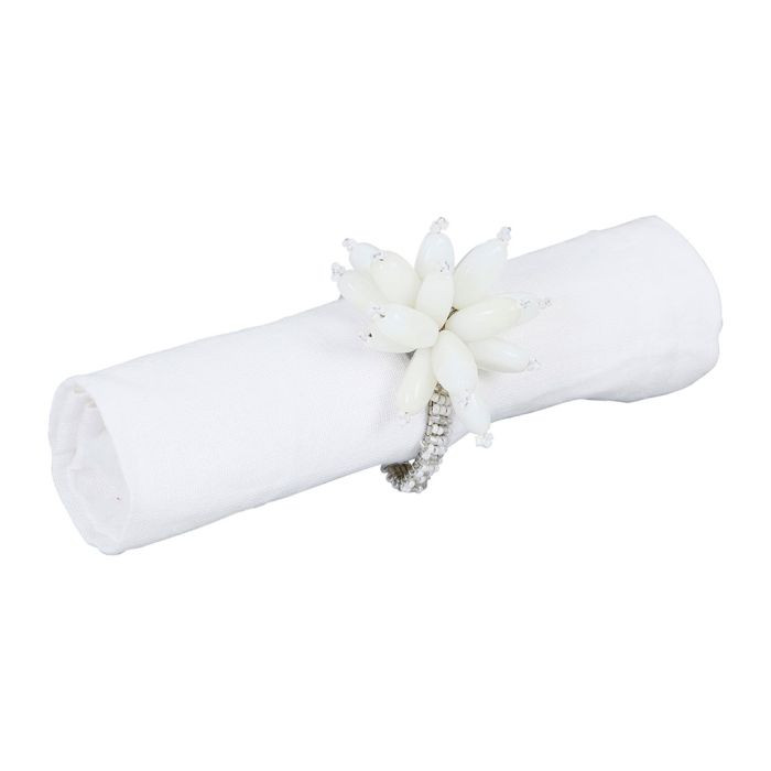 ROND SERVIETTE FLEURI BLANC