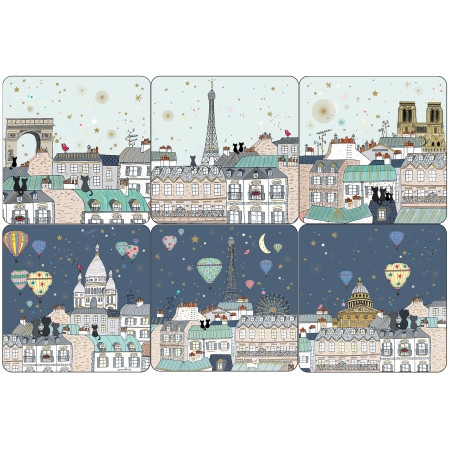 6 SOUS-VERRES TOITS DE PARIS