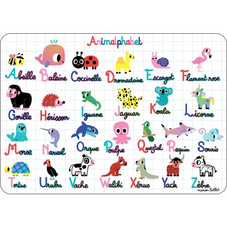 SET DE TABLE ALPHABET ANIMAUX ENFANTS