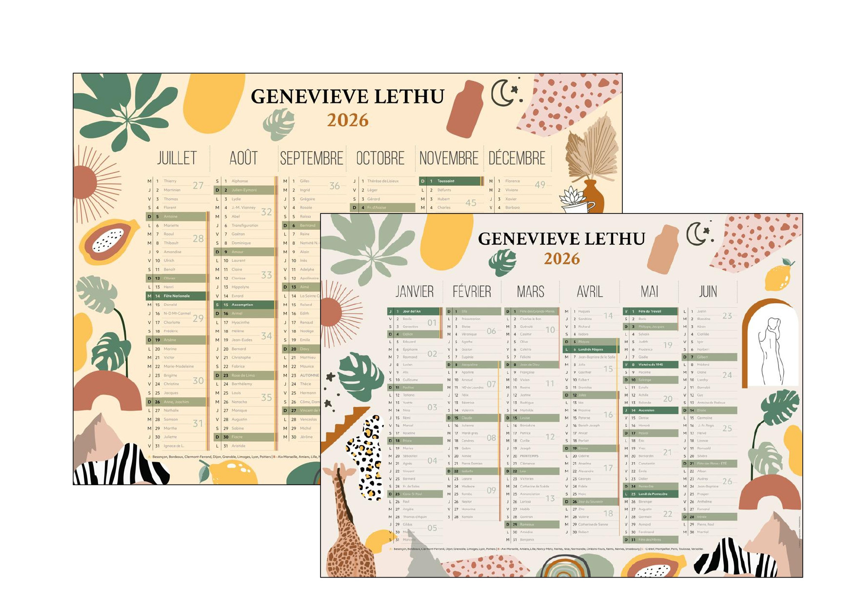 CALENDRIER 2026 GENEVIEVE LETHU
