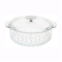 CUIT VAPEUR VERRE 24CM BOUTON INOX