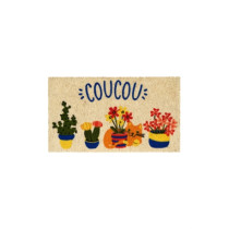 PAILLASSON CHAT ET POTS DE FLEURS