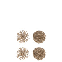 BOITE DE 4 BOULES SUSPENDUES RONDES CORAIL CHAMPAGNE