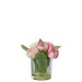 TULIPES EN VASE VERRE ROSE H19.5CM